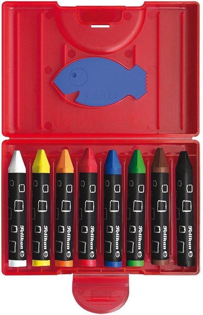 Pastelli a cera Pelikan - triangolari - resistenti all'acqua - 8 colori
