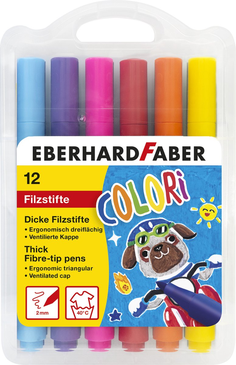 Pennarelli Eberhard faber - jumbo 2mm - 12 colori in astuccio - ef-551213