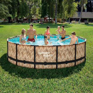 Olas de verano marco de élite de piscina 427 x 107 cm de roble ligero