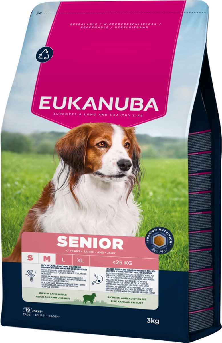 Eukanuba senior riso agnello piccolo medio largo - cibo per cani - 3 kg