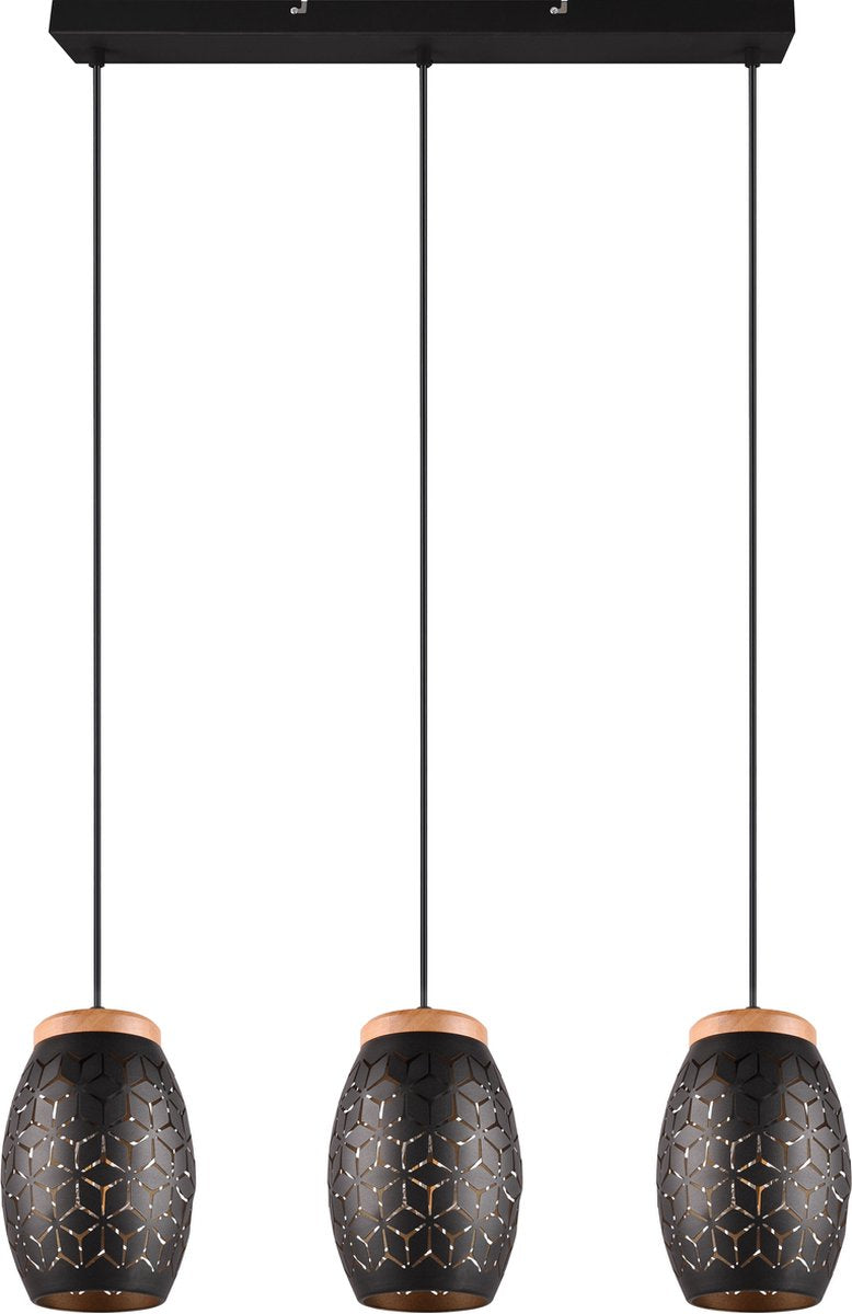 Rl vive tu luz realidad bidar - lámpara colgante - negro-oro - excl. 3x e27 4 w - interruptor de pie - giratorio