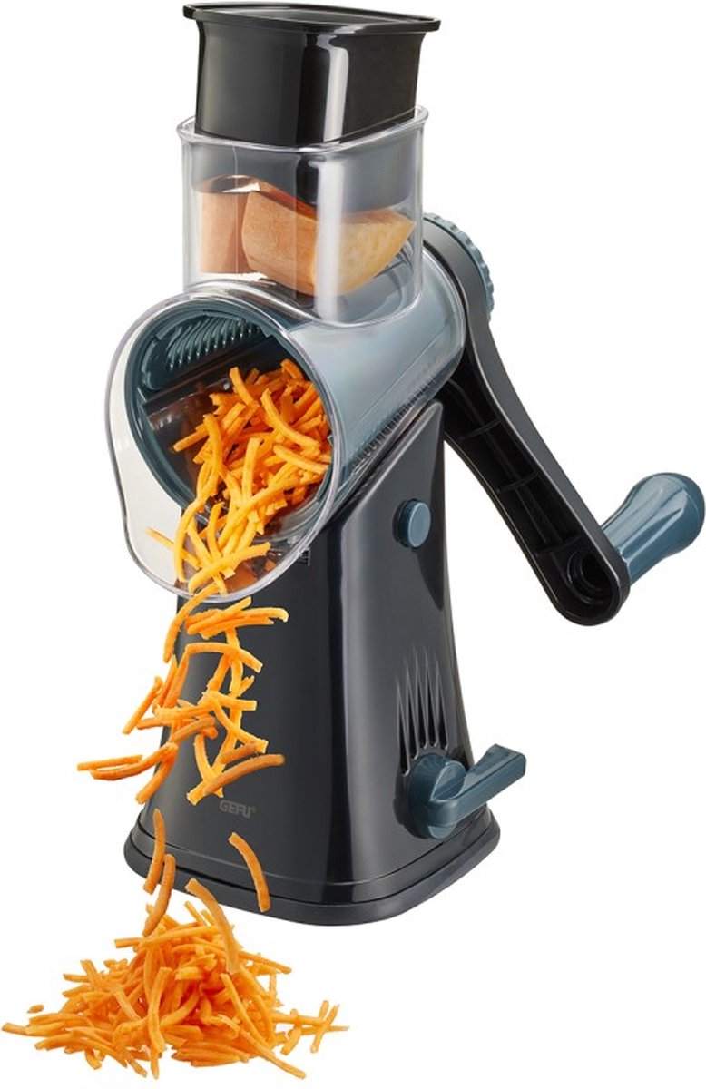 Grattugia Gefu Click Drum – 5 tamburi intercambiabili – grattugia per verdure, formaggio e noci – ventosa antiscivolo