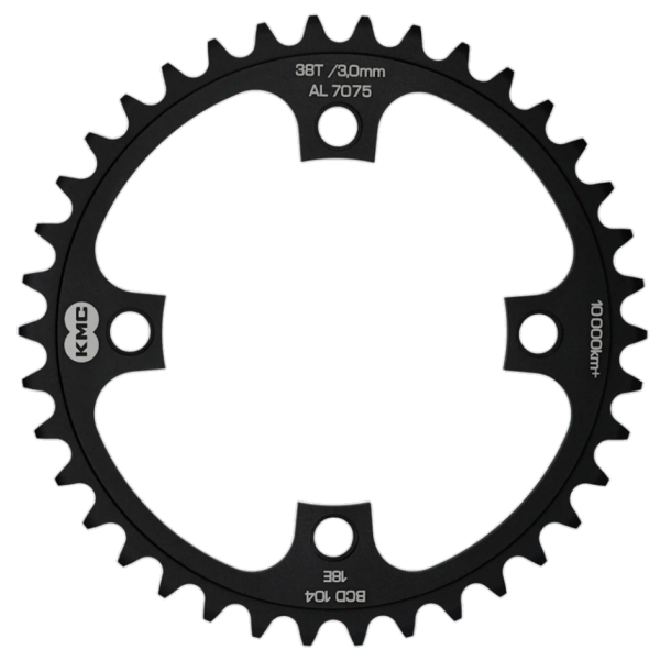Ingranaggio KMC 38T, alluminio 1 2x1 .bcd 104mm. Linea a catena 3,0 mm singola velocità