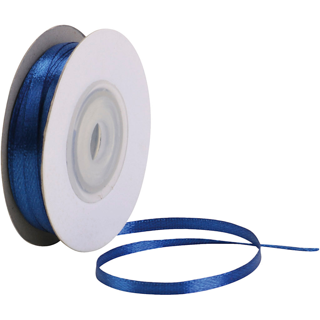 Creativ Company Satin Ribbon, B: 3 mm, Koningsblauw, 30 m 1 rollo
