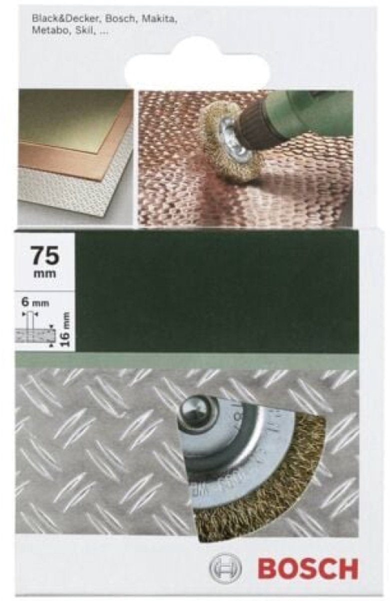 Bosch - cepillos de disco para taladros - alambre corrugado, latonado, 75 mm 75 mm, 0,2 mm, 4500 rpm