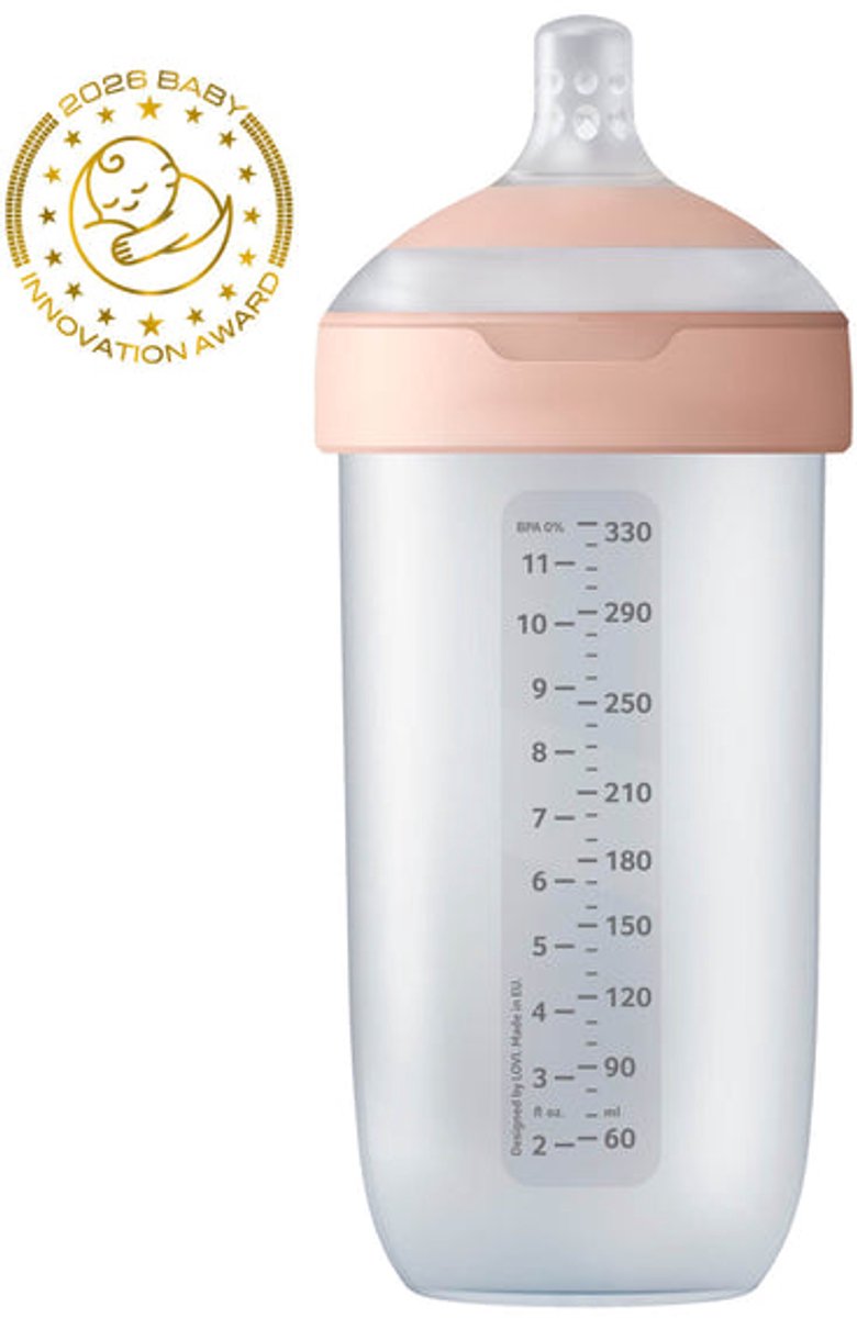 Biberon Difrax lovi dinamico - mammafeel - 330 ml - rosa - 1 pezzo