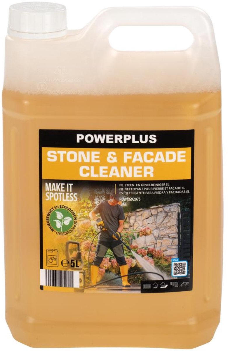 Detergente Powerplus detergente per pietre e facciate powxg92075 – 5l - da utilizzare in combinazione con idropulitrici