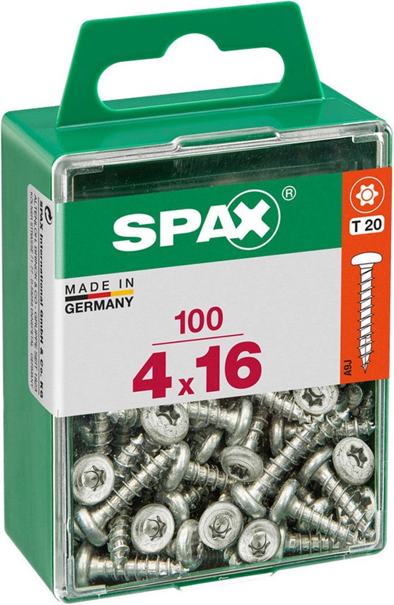 Vite per legno Spax torx testa convessa - 4,0x16mm - t10 - 100 pezzi