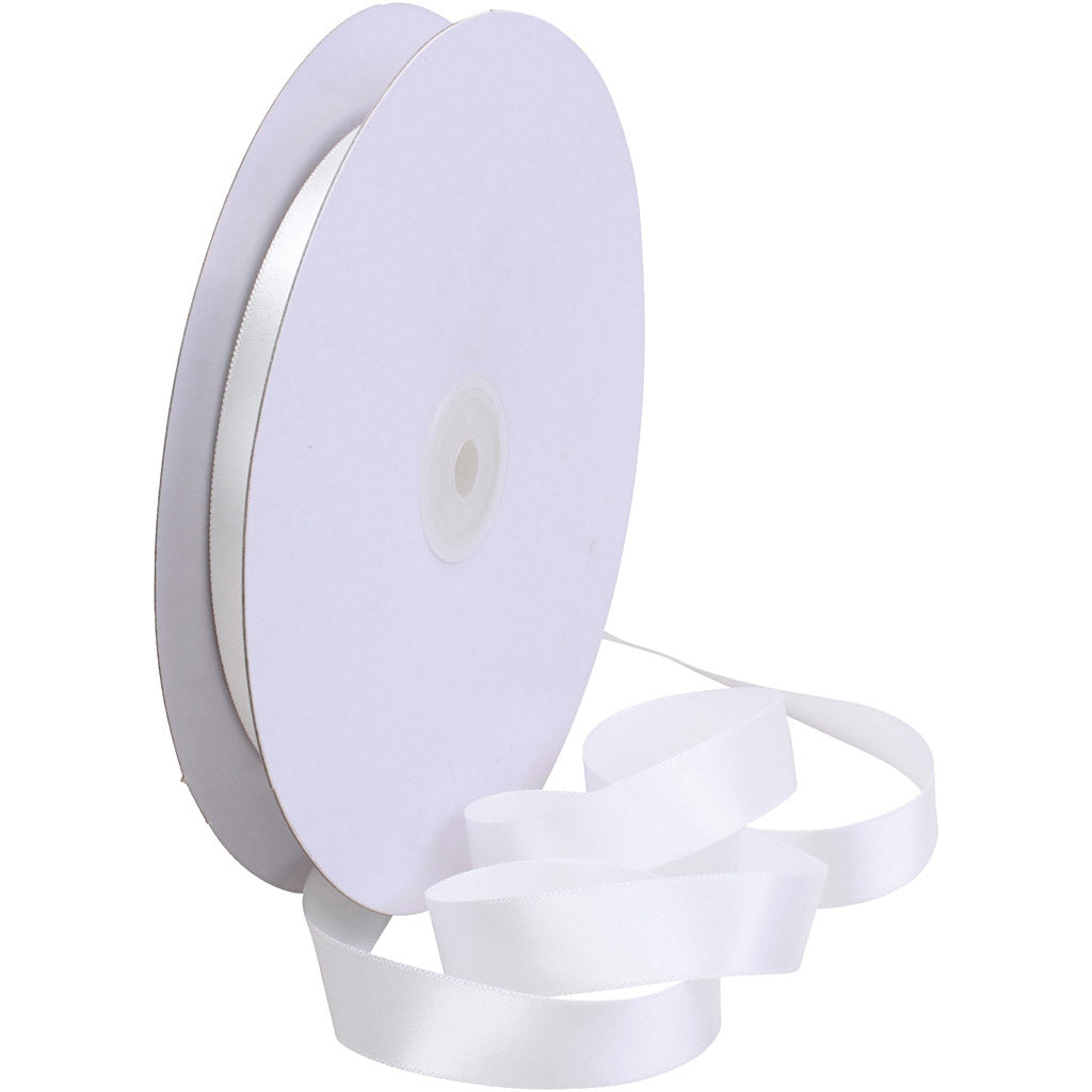 Creativ Company Satin Ribbon, B: 15 mm, blanco, 50 m 1 rollo