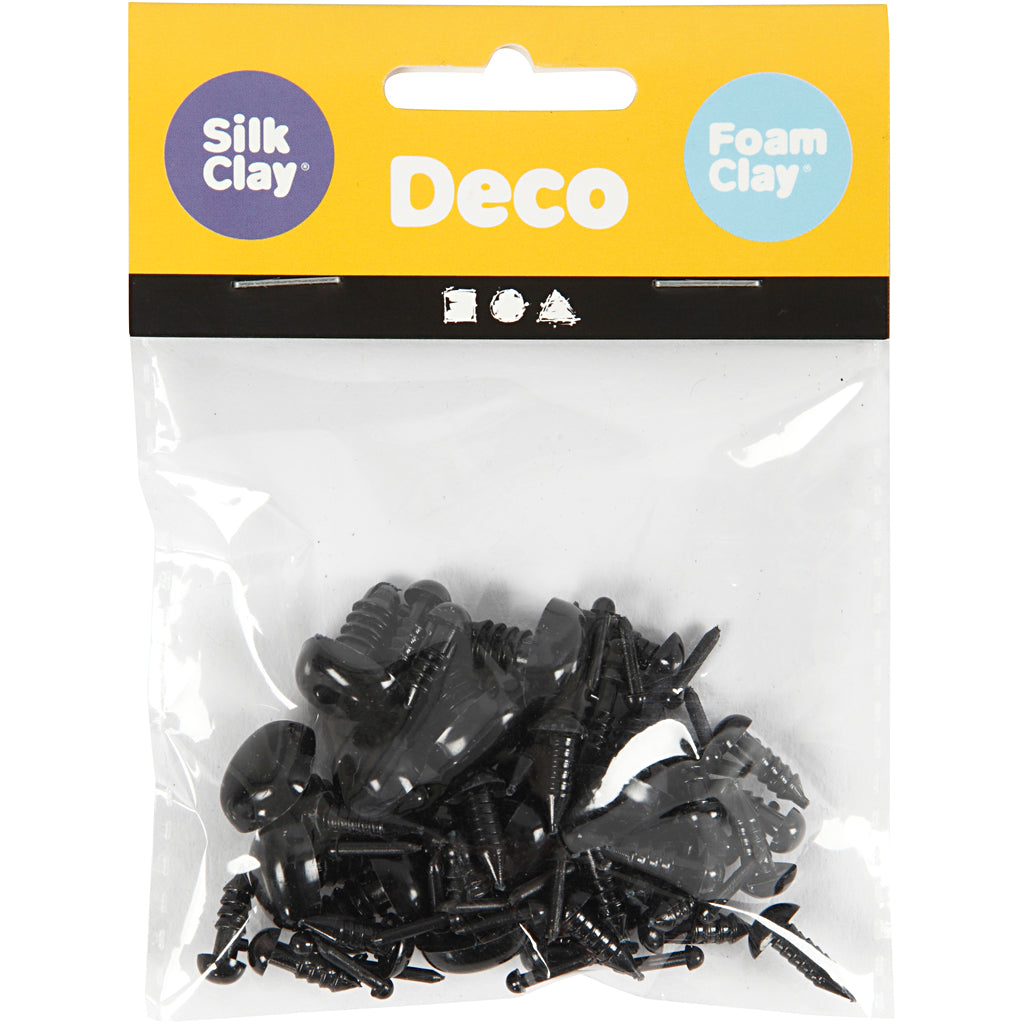 Creotime ogen en neuzen - zwart, 20 sets
