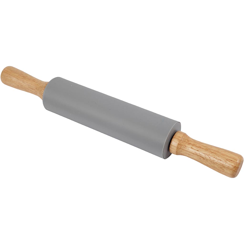 Rodillo de amasar Creativ Company, l: 38 cm, d 5,5 cm, gris, 1 unidad