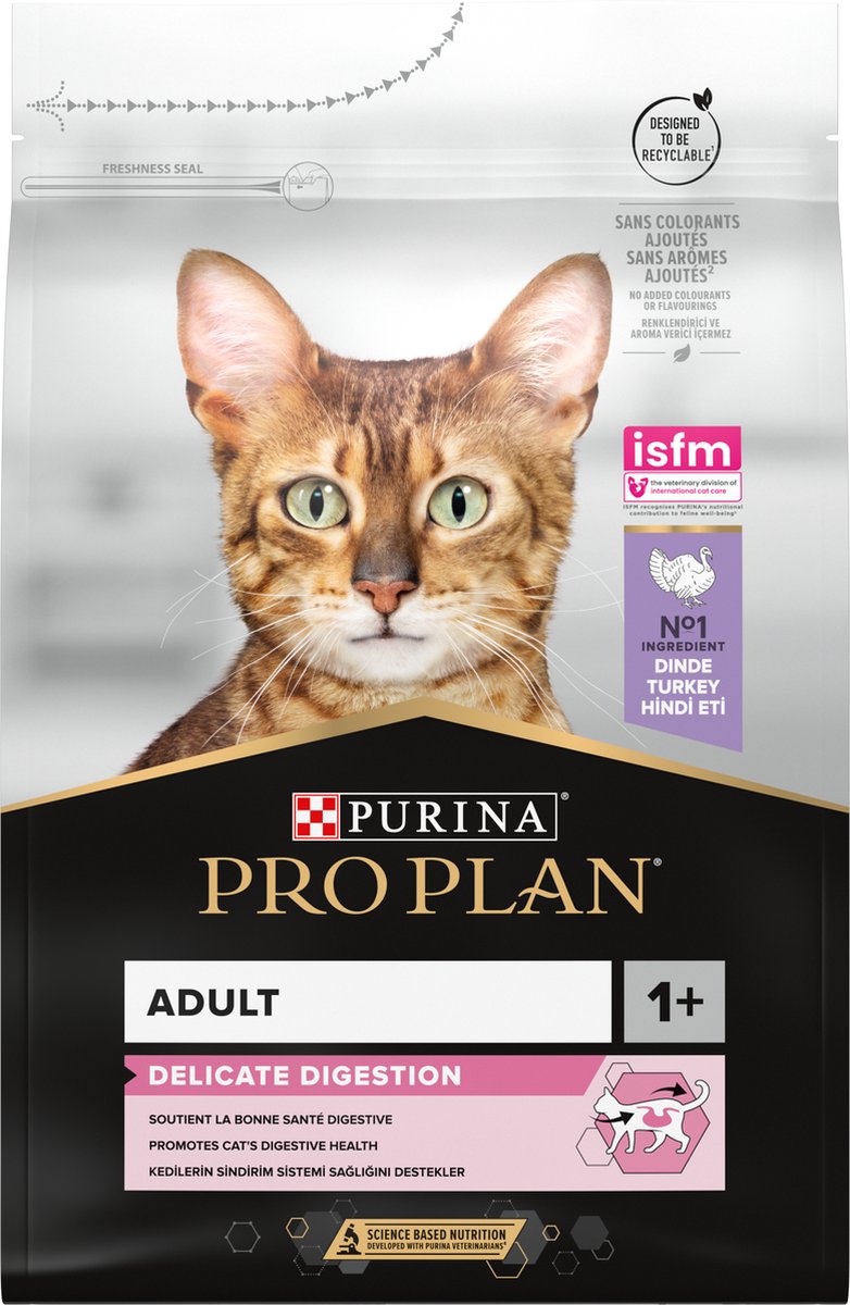 Pro plan adulto digestión delicada - comida seca para gatos - pavo - 3 kg