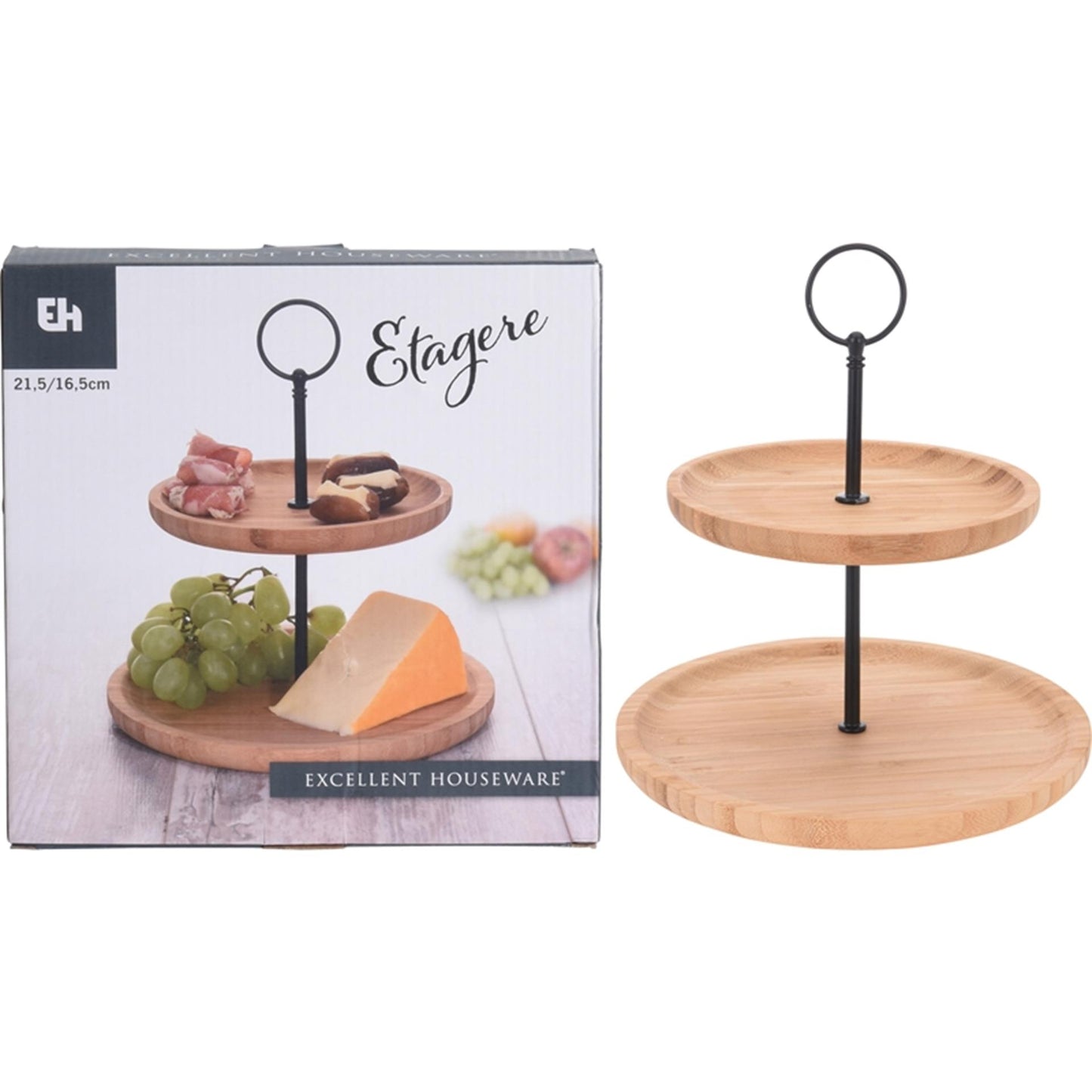 Eccellente casalinga casalinga etagère 2-laags intorno a 16,5 21,5 cm Bamboo