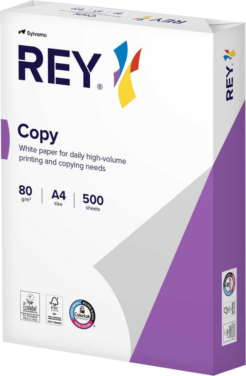 Papel copia Rey copy a4 80gr blanco 500 hojas