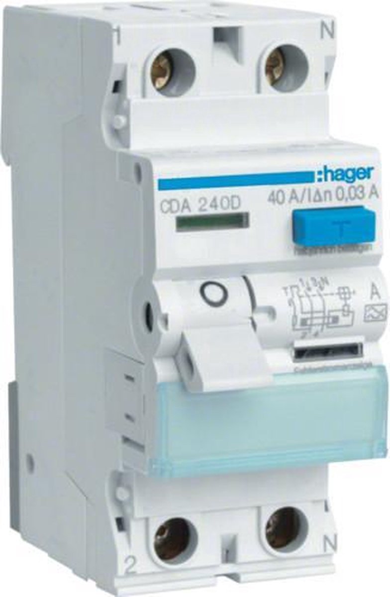 Interruttore automatico Hager cda240d cda240d differenziale monofase 2 poli 40 a 0,03 a