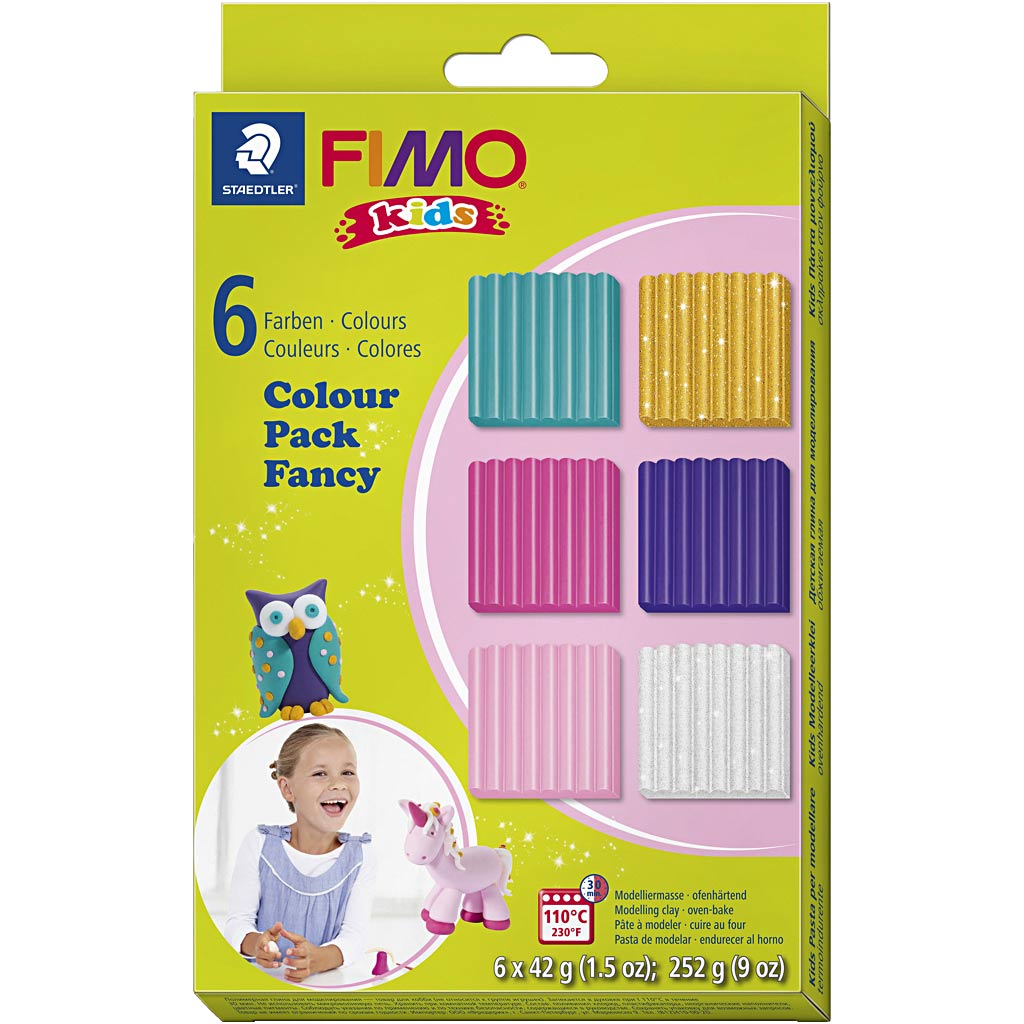 FIMO Kids Mounting Clay Extra Colours, 6dlg.