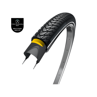 Wolff Wolff Traveler (capa antihorada de 1.2 mm), negro con reflexión, 28x1.75, ETRO 47-622