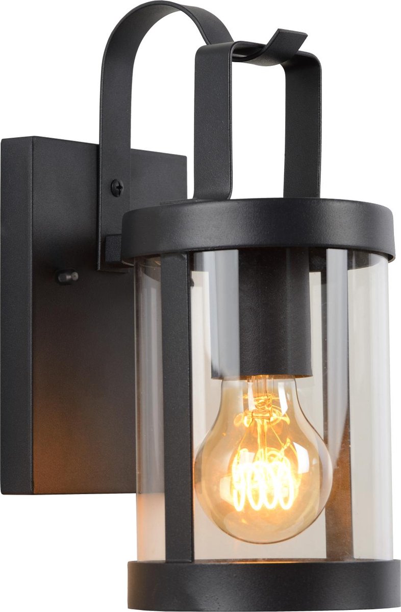 Lucide lindelo - lampada da parete interni esterni - 1xe27 - ip23 - nero