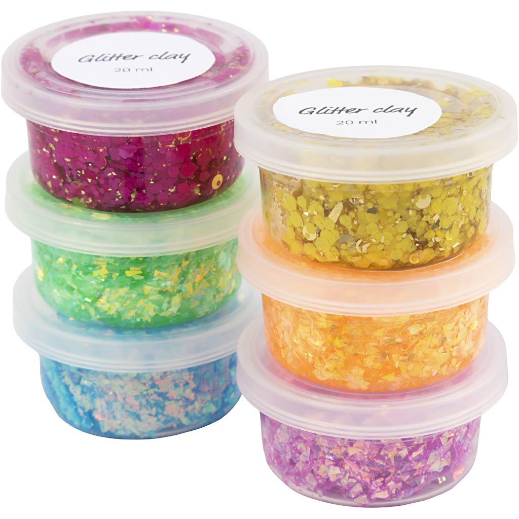 Argilla glitter Creative Company, colori allegri, 6x20 ml 1 scatola