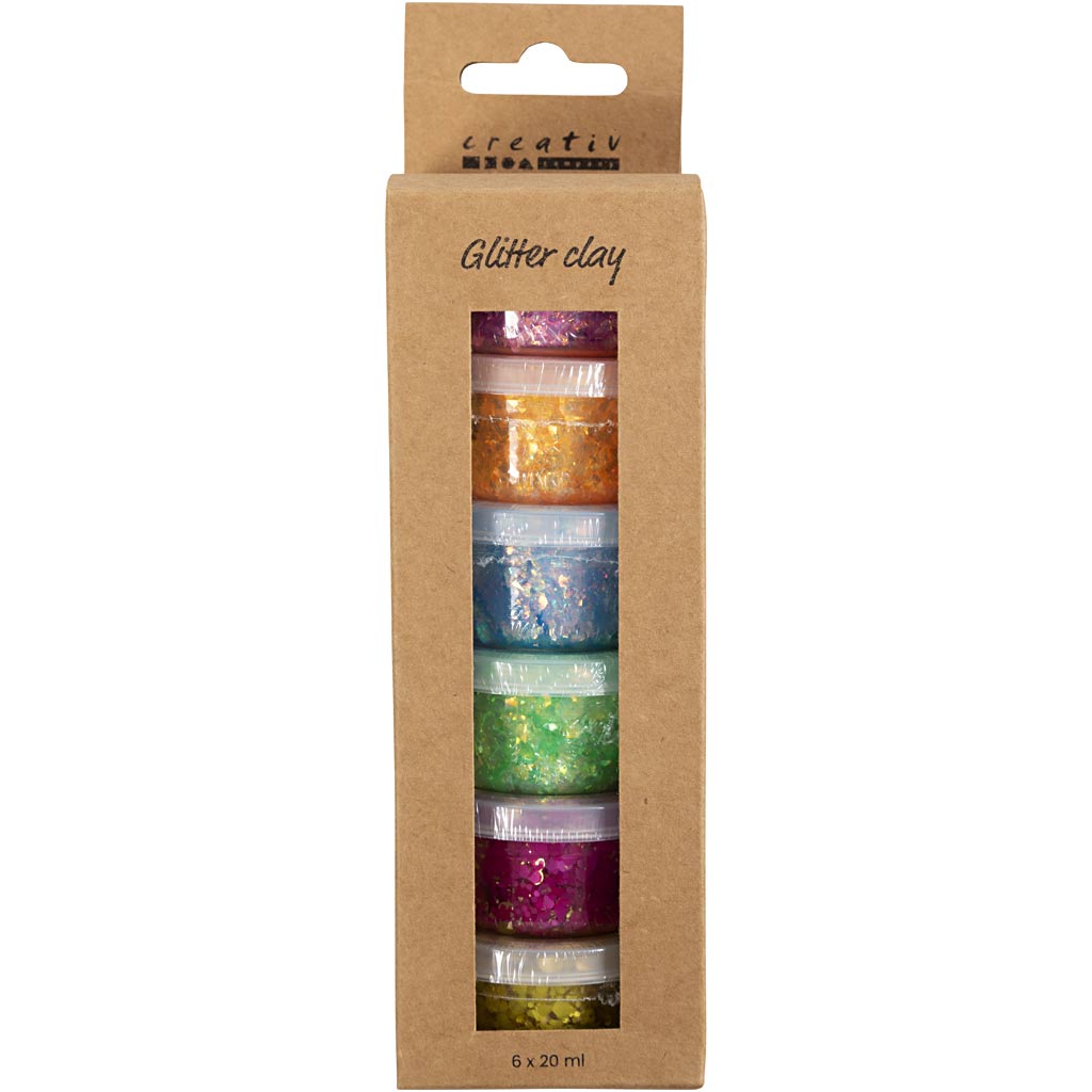 Argilla glitter Creative Company, colori allegri, 6x20 ml 1 scatola