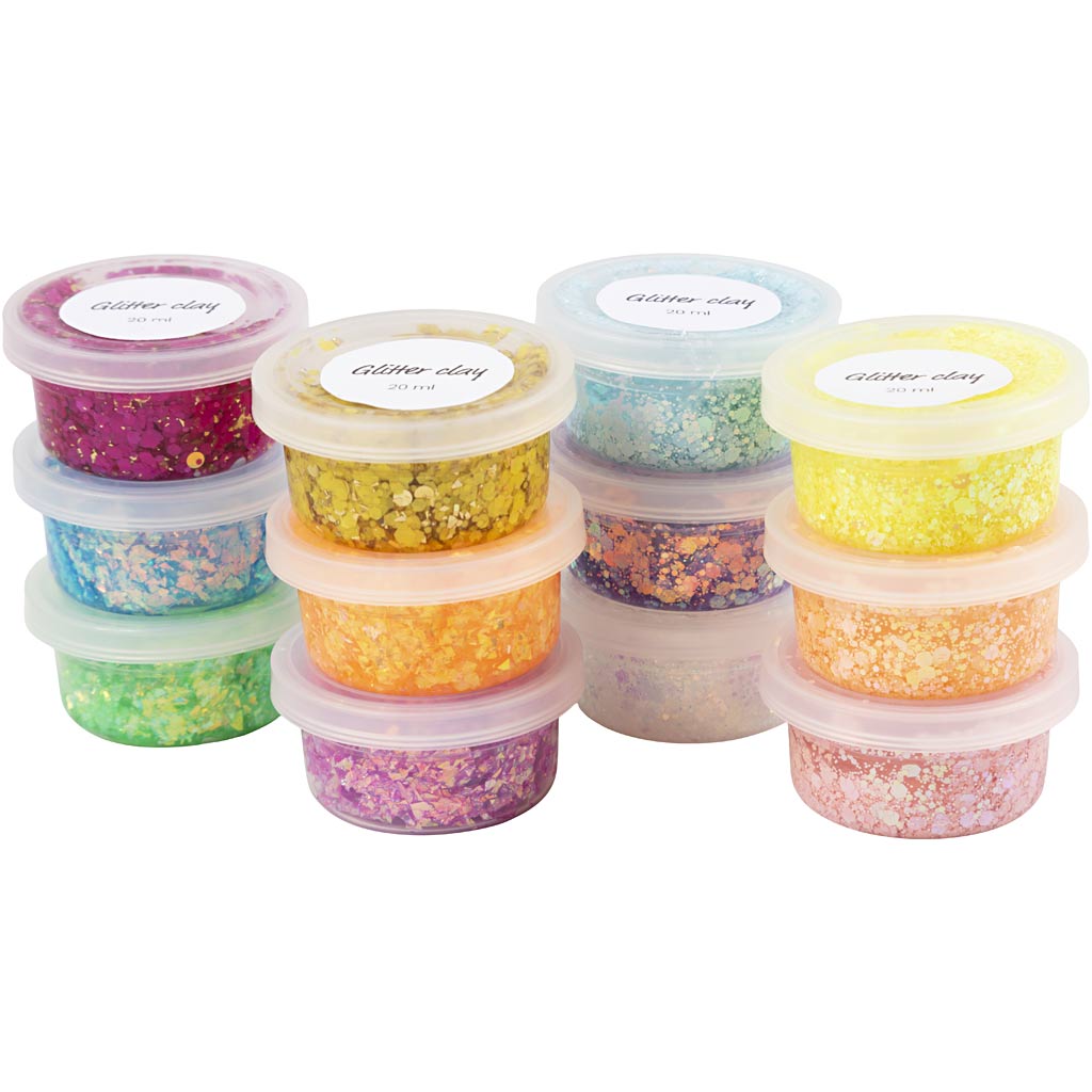Creativ company arcilla con purpurina, varios colores, 72x20 ml 1 caja
