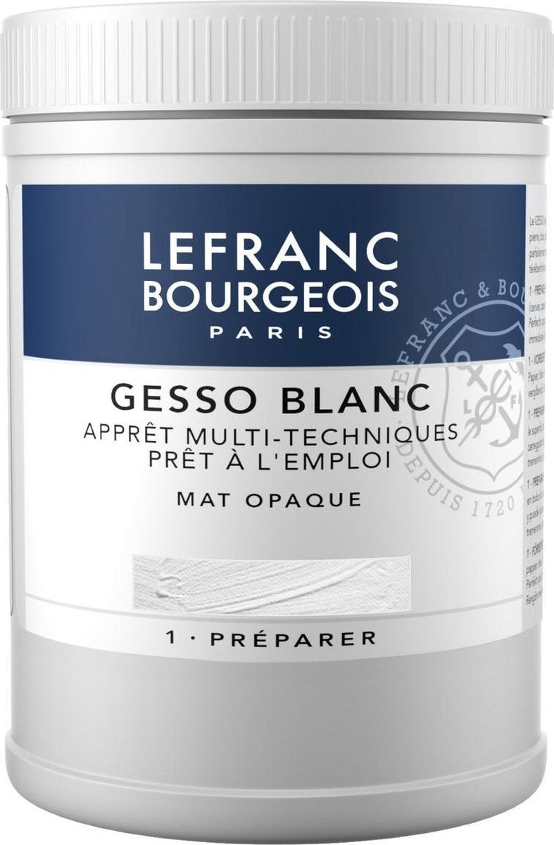 Lefranc bourgeois paris lefranc bourgeois 300658 white gesso matt – 500 ml | universal primer for acrylic oil paint | canvas, wood, paper stone