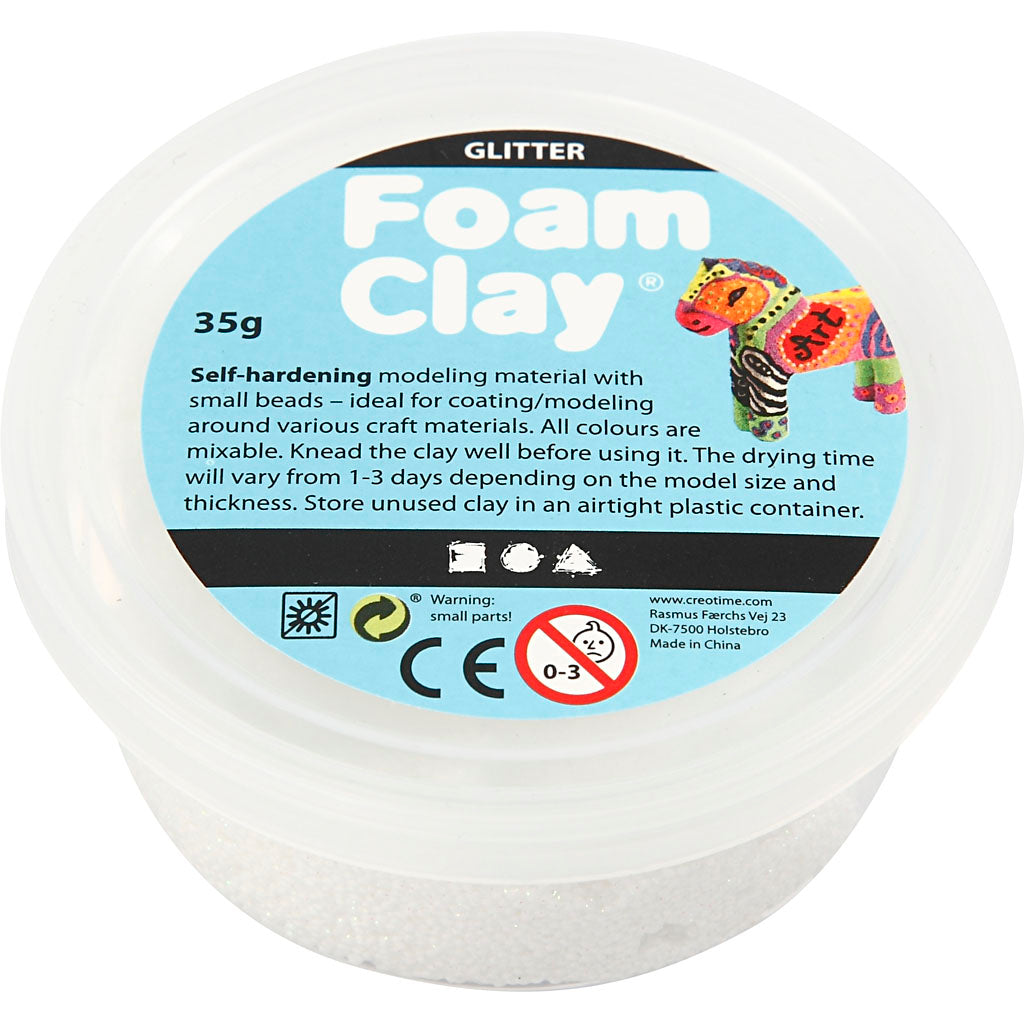 Foam clay ®, purpurina, blanco, 35 gr 1 caja