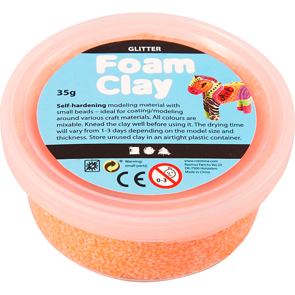 Foam clay ®, glitter, arancione, 35 gr 1 scatola