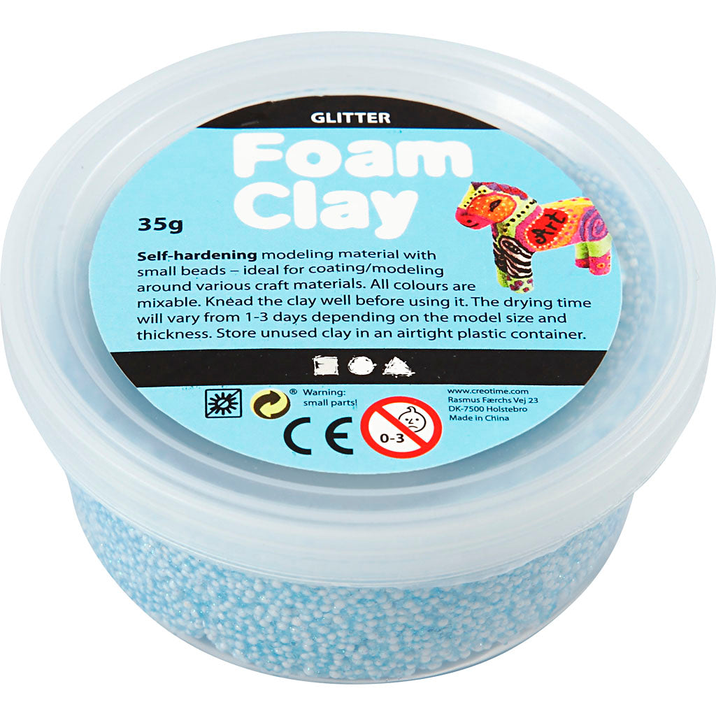 Foam clay ®, glitter, azzurro, 35 gr 1 scatola