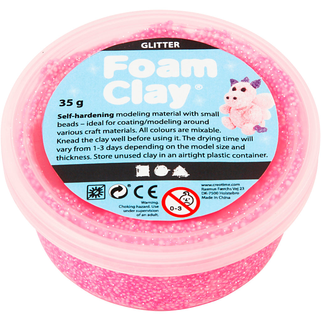 Foam clay ®, purpurina, rosa, 35 gr 1 caja