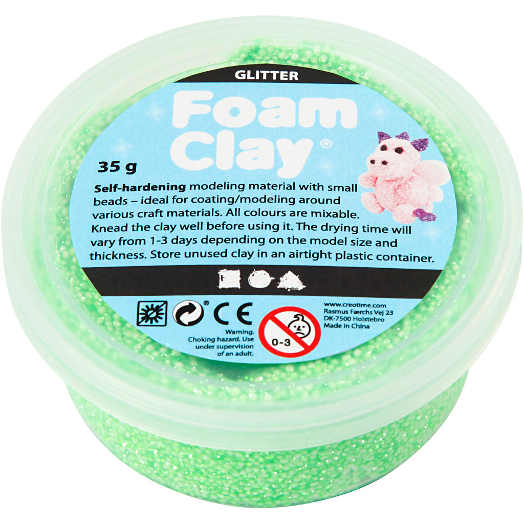 Foam clay ®, purpurina, verde, 35 gr 1 caja