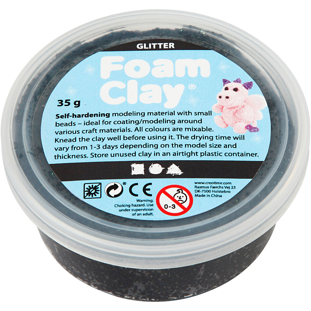 Foam clay ®, purpurina negra, 35 gr 1 caja