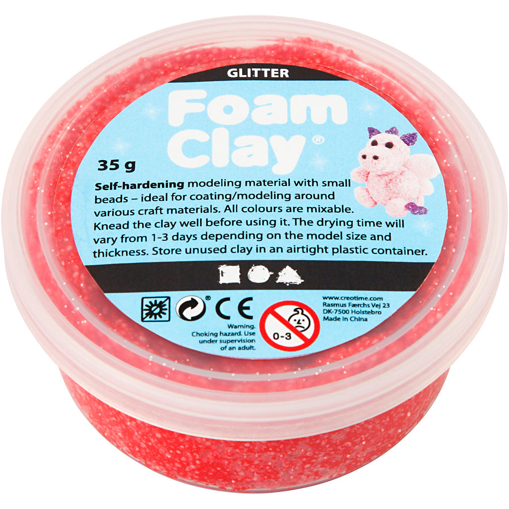 Foam clay ®, glitter, rosso, 35 gr 1 scatola