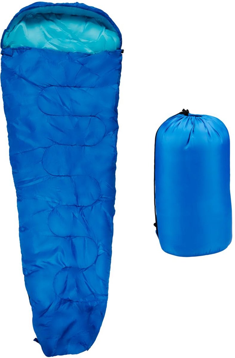 Camp Active Sacco a pelo a mummia Sacco a pelo estivo da 5°C a 10°C Sacco a pelo per 1 persona per adulti per festival, escursioni e campeggio 210 x 80 cm blu