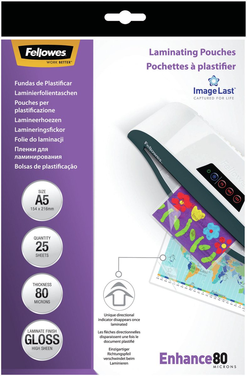 Buste per plastificazione Fellowes imagelast - a5 - 80 micron - 25 pezzi