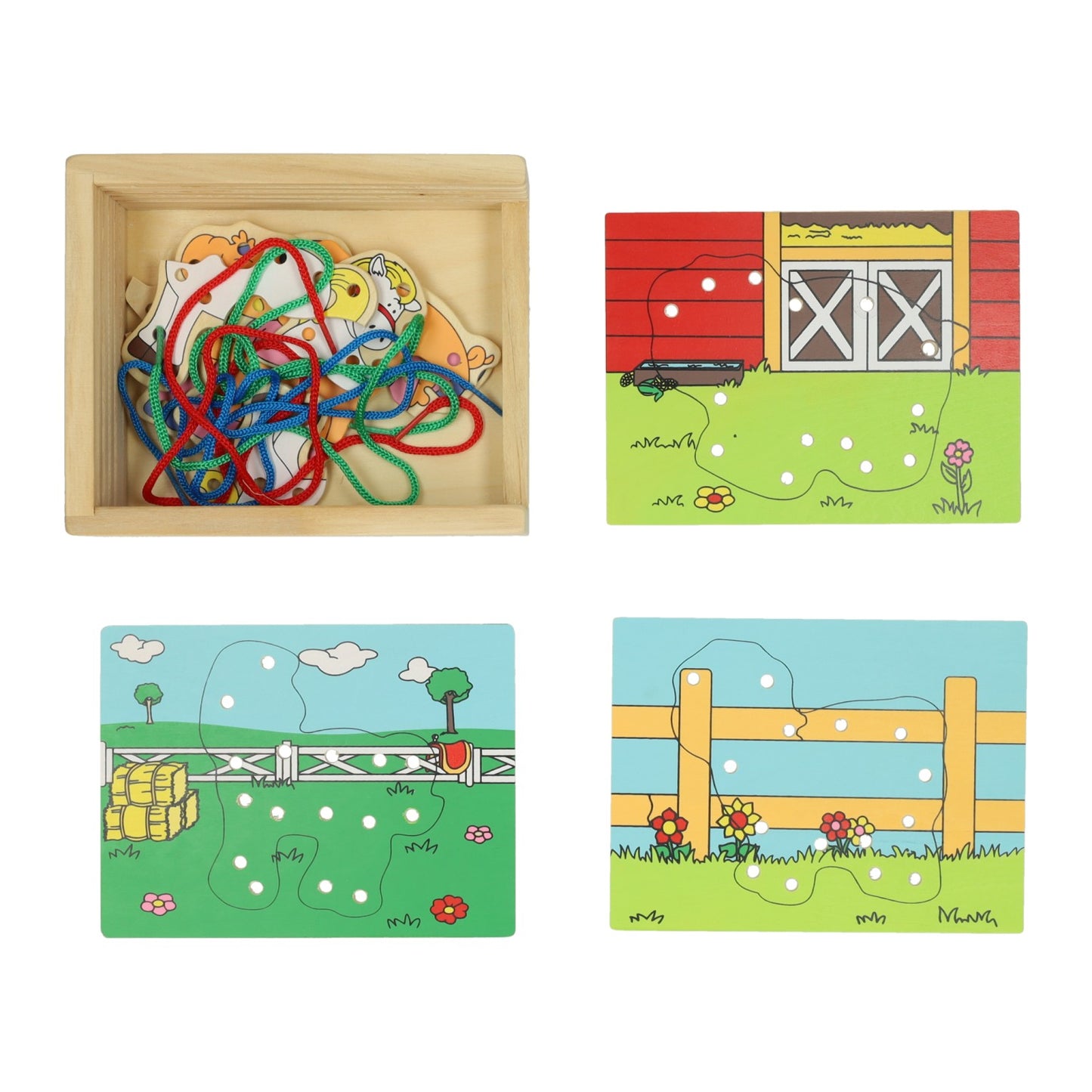 Wooden Road Puzzle Farm, set di 4