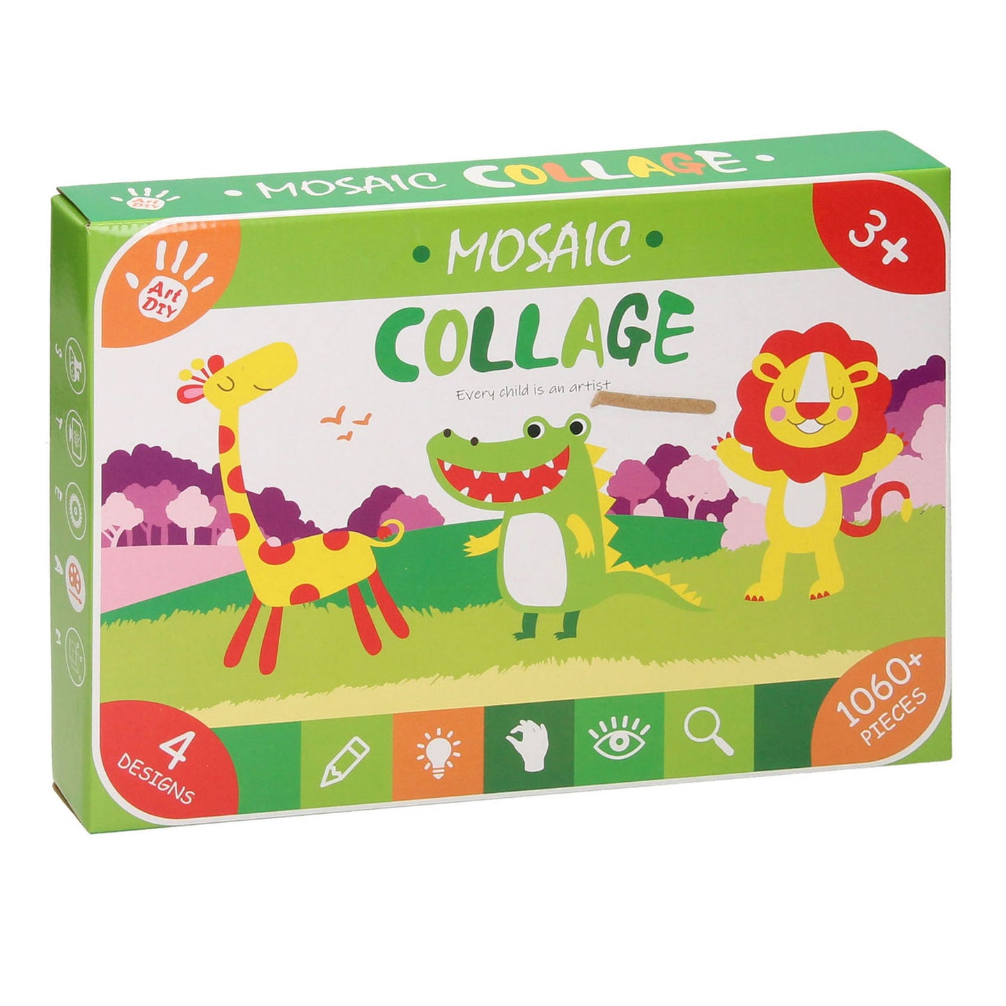 Set artigianale per collage di mosaici con animali selvatici