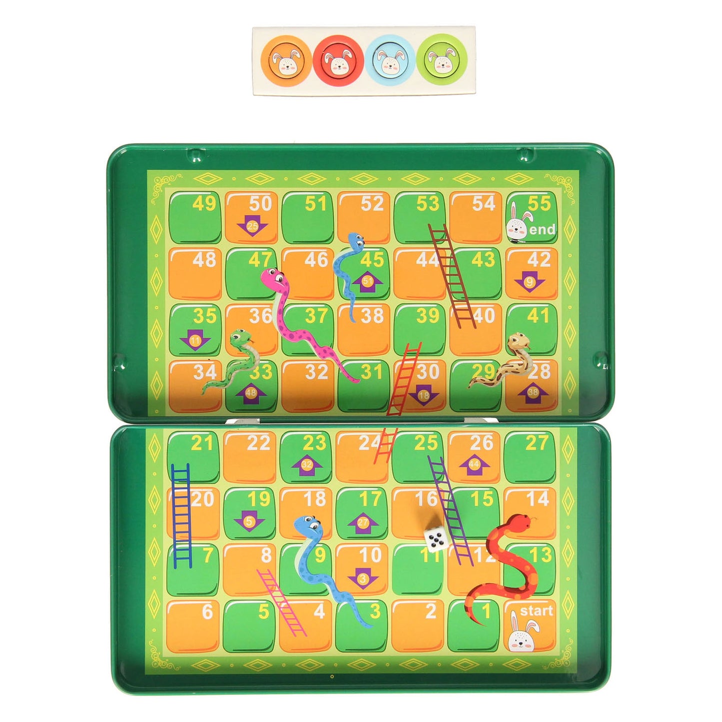 Gioco del serpente e della scala magnetico in scatola di latta