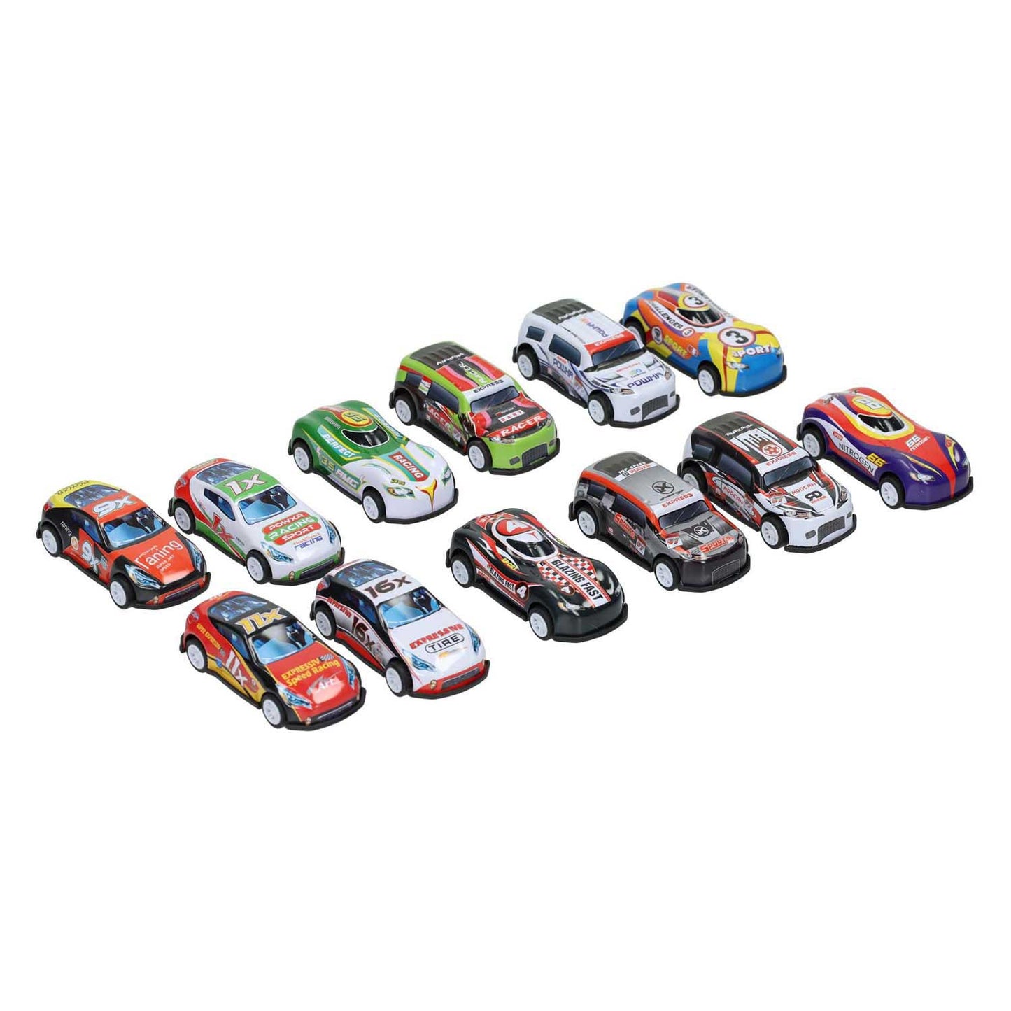 Set da tirare indietro per auto super in metallo - Confezione da 12