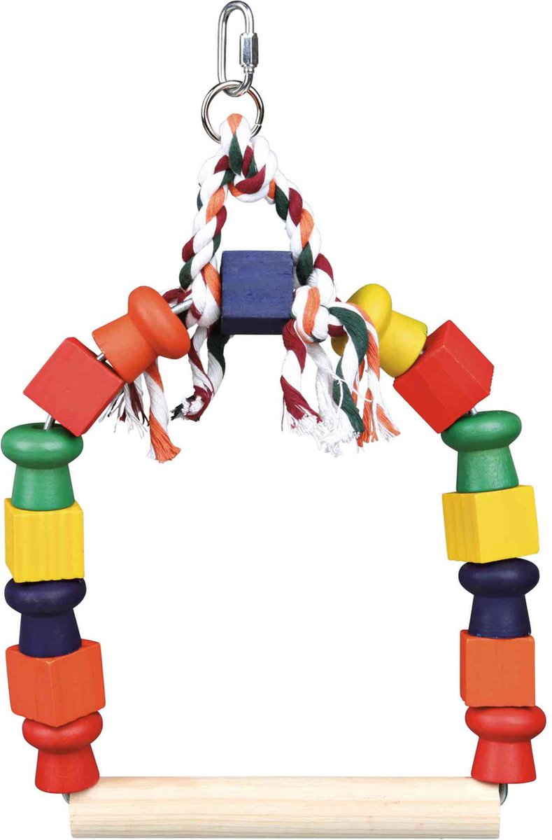 Trixie boogschommel met bonte blokjes hout 20x29 cm