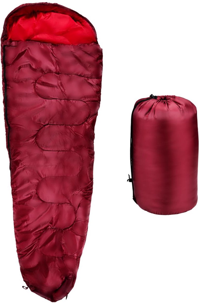 Sacco a pelo a mummia Camp Active - sacco a pelo estivo da 5°C a 10°C - 210 x 80 cm - rosso