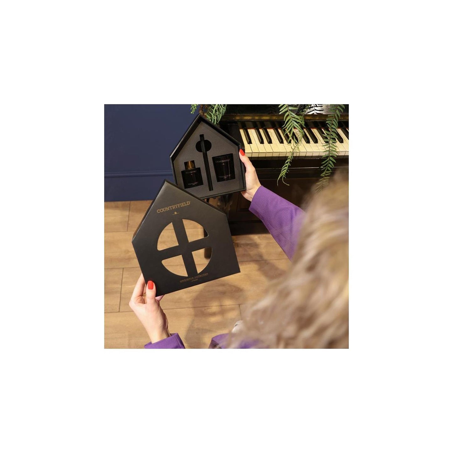 Caja regalo urbana Countryfield negra 19,5x6,5x22cm