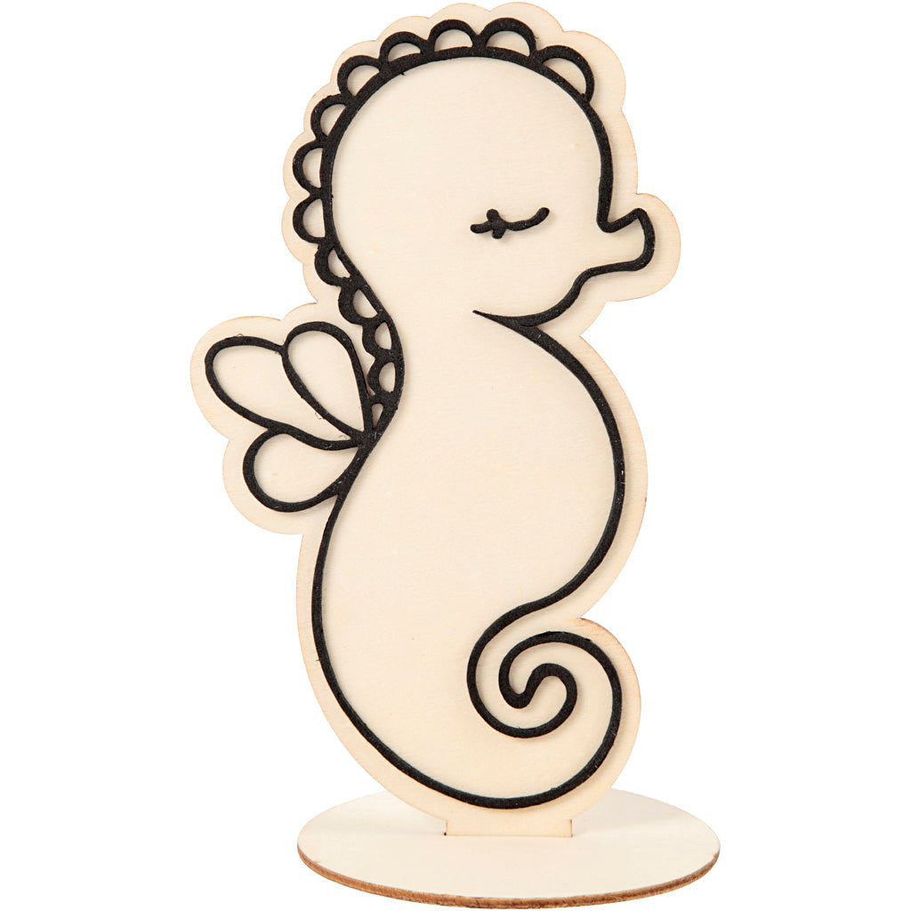 Figura aziendale creativa da decorare, cavalluccio marino, h: 18 cm, 1 pezzo