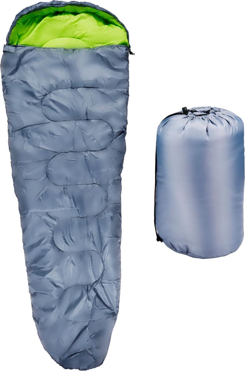 Sacco a pelo a mummia Camp Active - sacco a pelo estivo per temperature da 5°C a 10°C - 210 x 80 cm - grigio giallo