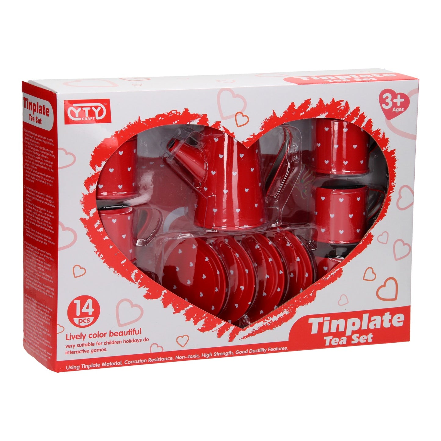 Juego de té de peltre rojo