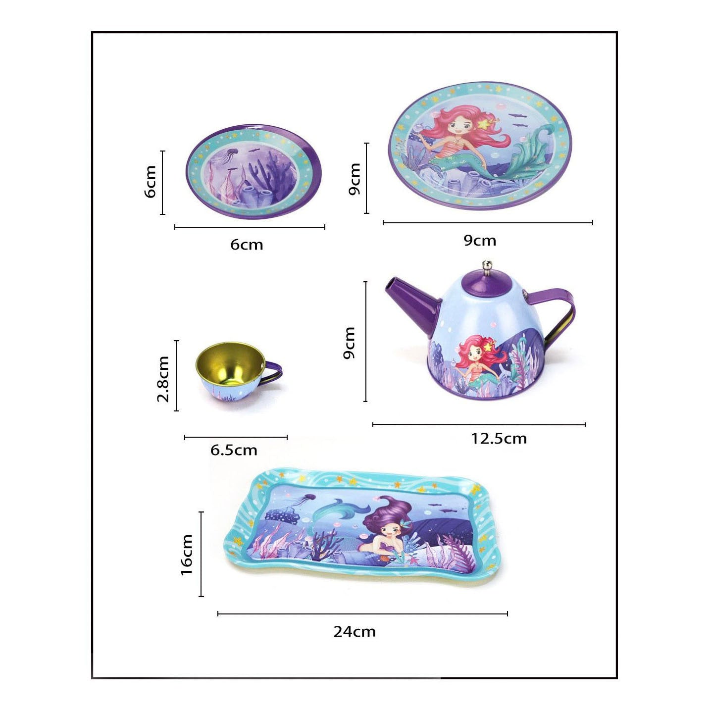 Set da tè a forma di sirena in custodia