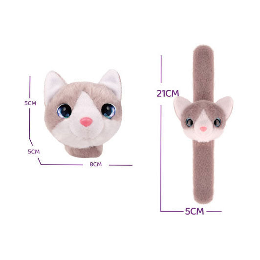 Pulsera plegable de peluche gatito gris