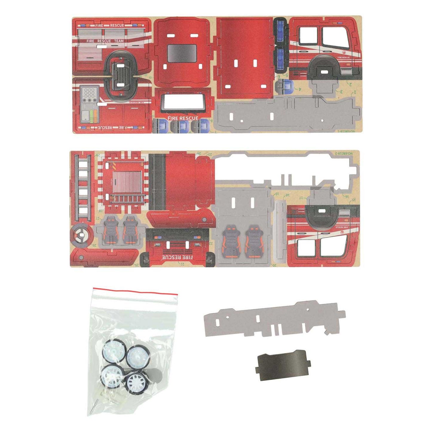 Kit di costruzione in legno per camion dei pompieri 3D