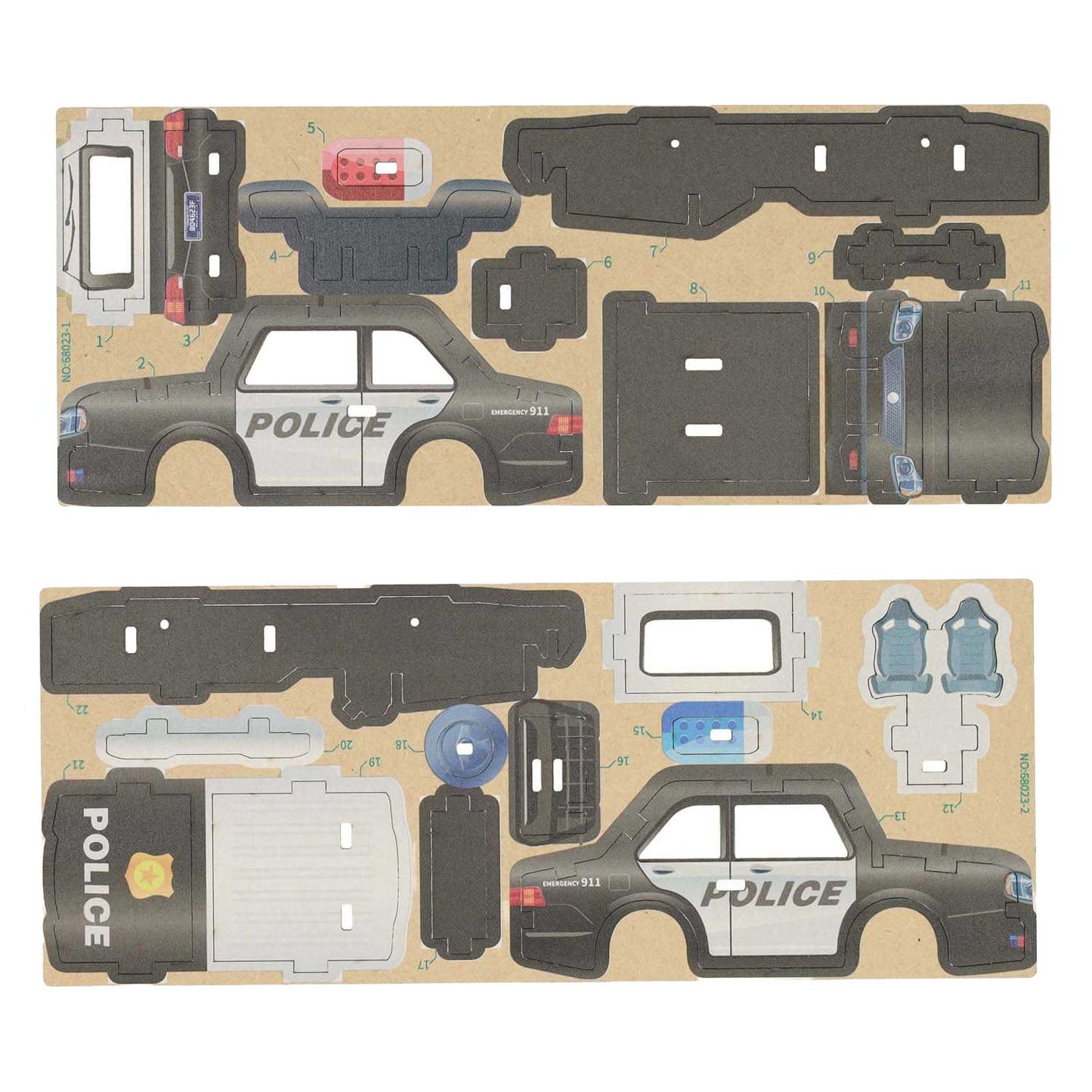 Kit de construcción de madera coche de policía 3D