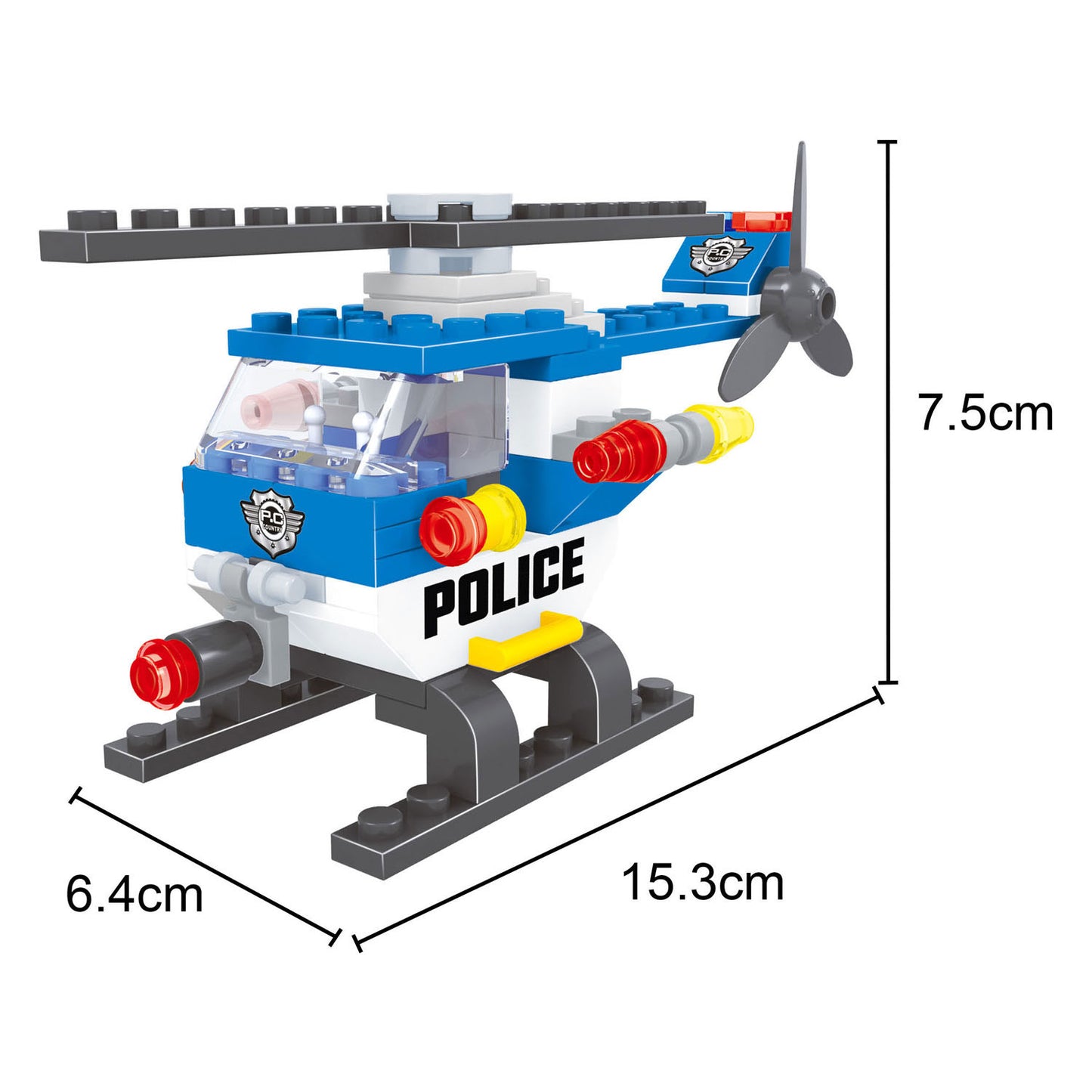 Set de construcción de helicópteros de policía - 68 piezas.